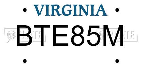BTE85M Virginia License Plate