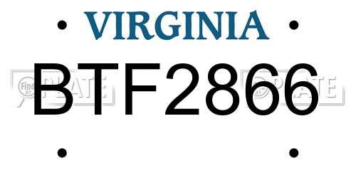 BTF2866 Virginia License Plate