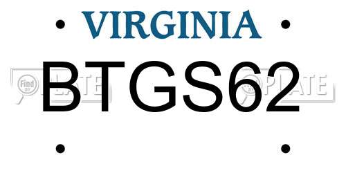 BTGS62 Virginia License Plate