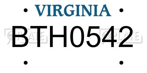 BTH0542 Virginia License Plate