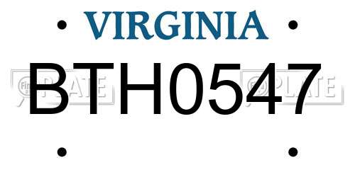 BTH0547 Virginia License Plate