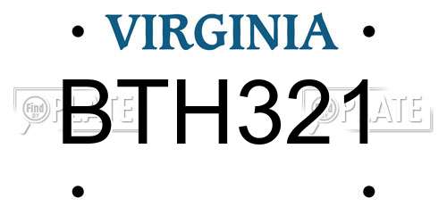 BTH321 Virginia License Plate