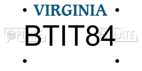 BTIT84 Virginia License Plate