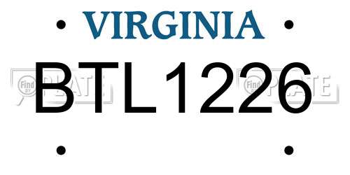 BTL1226 Virginia License Plate