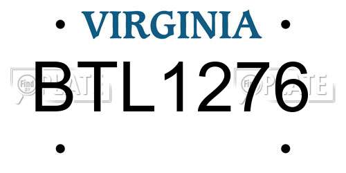 BTL1276 Virginia License Plate