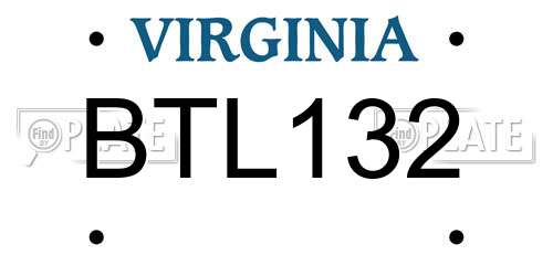 BTL132 Virginia License Plate