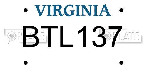 BTL137 Virginia License Plate