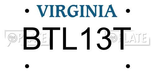 BTL13T Virginia License Plate