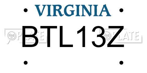 BTL13Z Virginia License Plate