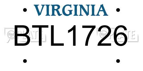 BTL1726 Virginia License Plate