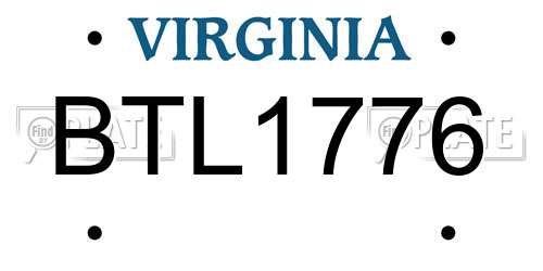 BTL1776 Virginia License Plate