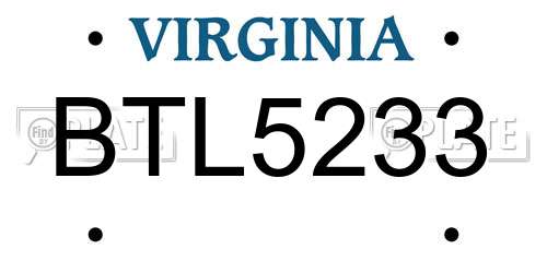 BTL5233 Virginia License Plate