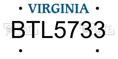 BTL5733 Virginia License Plate