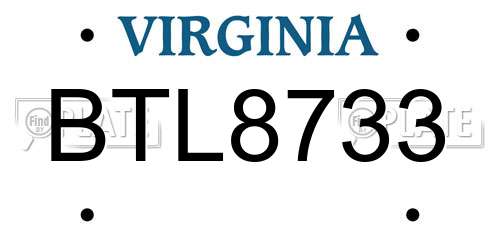 BTL8733 Virginia License Plate