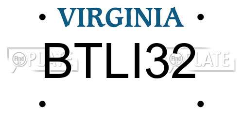 BTLI32 Virginia License Plate
