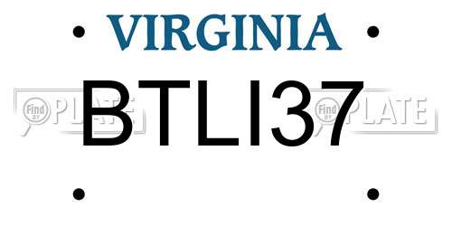 BTLI37 Virginia License Plate