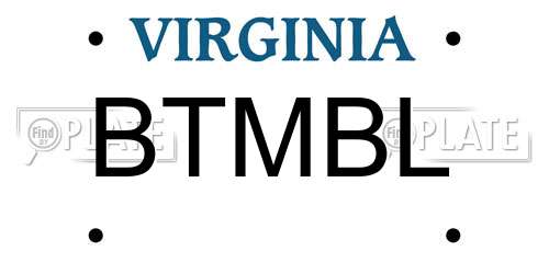 BTMBL Virginia License Plate