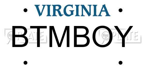 BTMBOY Virginia License Plate