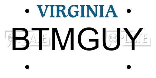 BTMGUY Virginia License Plate