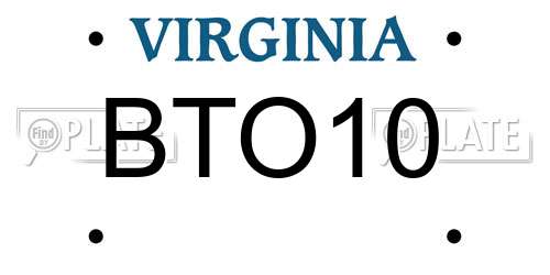 BTO10 Virginia License Plate