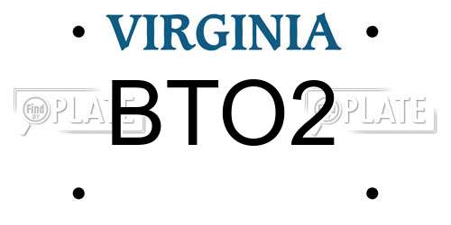 BTO2 Virginia License Plate