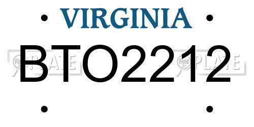 BTO2212 Virginia License Plate