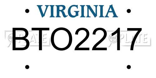 BTO2217 Virginia License Plate