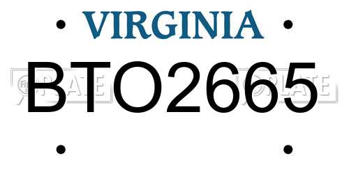 BTO2665 Virginia License Plate