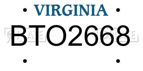 BTO2668 Virginia License Plate