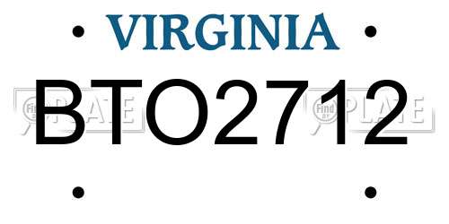 BTO2712 Virginia License Plate