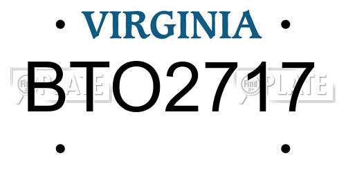 BTO2717 Virginia License Plate