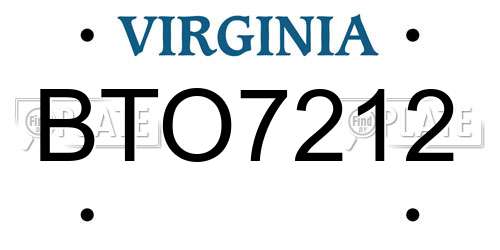 BTO7212 Virginia License Plate