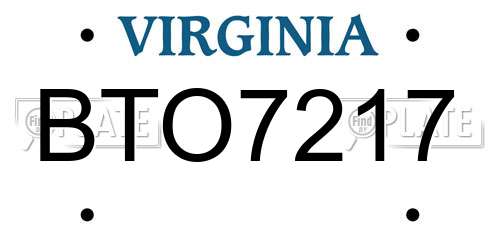 BTO7217 Virginia License Plate