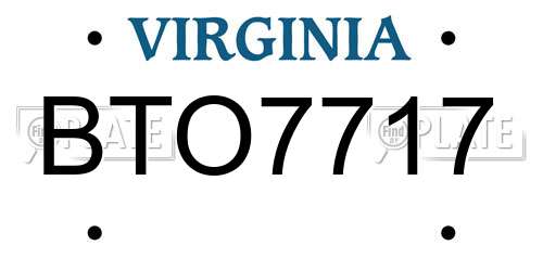 BTO7717 Virginia License Plate