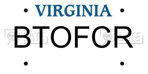 BTOFCR Virginia License Plate