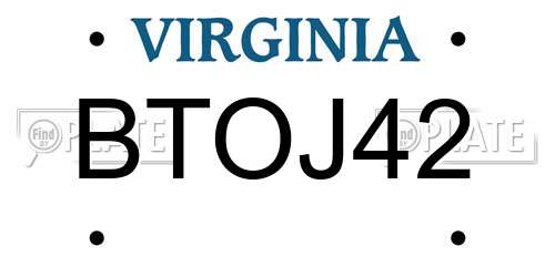 BTOJ42 Virginia License Plate