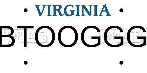 BTOOGGG Virginia License Plate