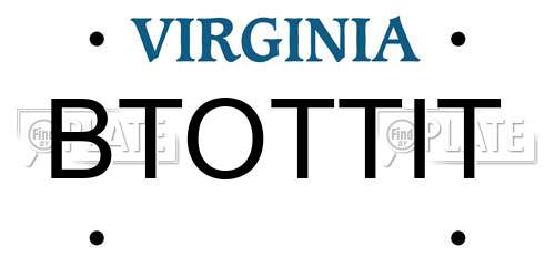 BTOTTIT Virginia License Plate