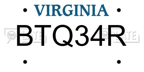 BTQ34R Virginia License Plate