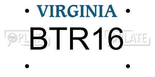 BTR16 Virginia License Plate