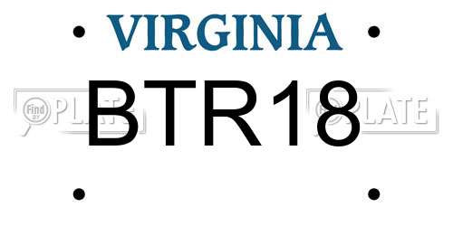 BTR18 Virginia License Plate