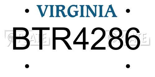 BTR4286 Virginia License Plate