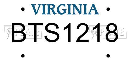 BTS1218 Virginia License Plate