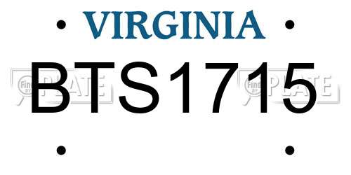 BTS1715 Virginia License Plate
