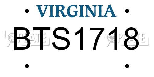 BTS1718 Virginia License Plate