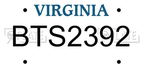 BTS2392 Virginia License Plate