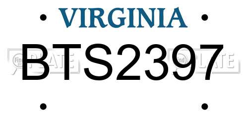 BTS2397 Virginia License Plate