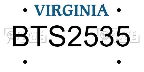 BTS2535 Virginia License Plate