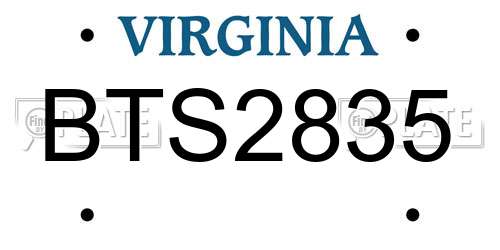 BTS2835 Virginia License Plate