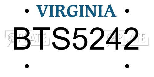 BTS5242 Virginia License Plate